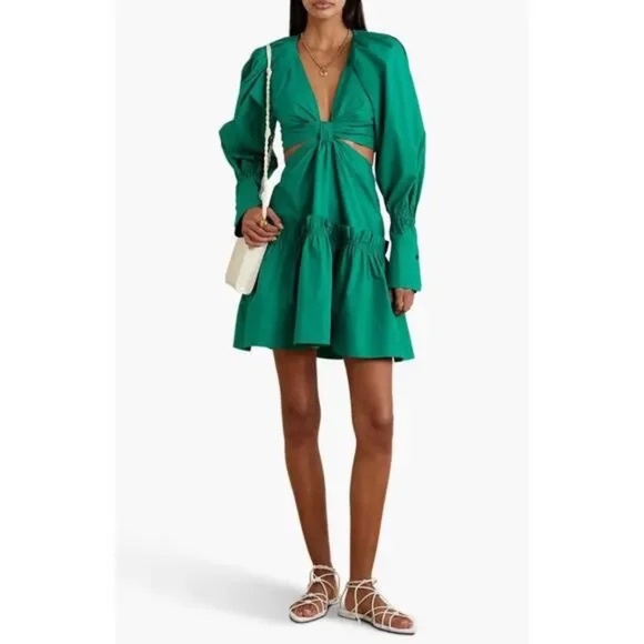 A.L.C. Alexa Cut-Out Poplin Green Mini Dress, size 0 - Picture 1 of 6